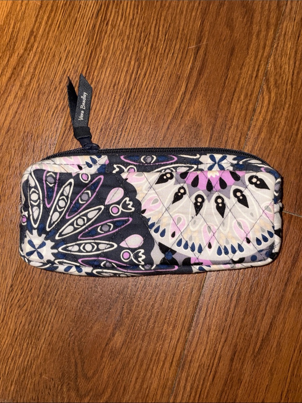Vera Bradley Quilted Zip Cosmetic Case - Navy, White & Pink